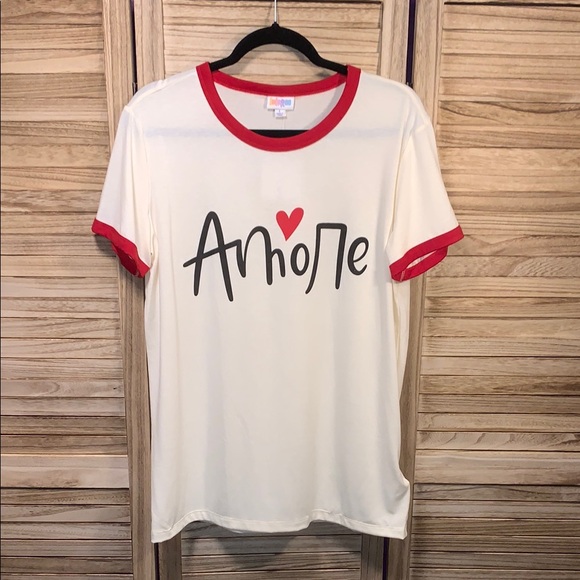 LuLaRoe Tops - LuLaRoe Style Liv Ringer Tee Red Black White New With Tags Size Large